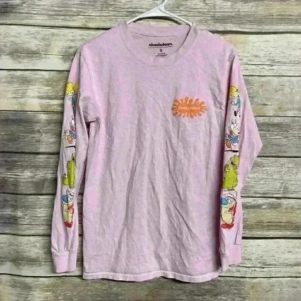 nickelodeon pink long sleeve Y2k t-shirt Size Small Pop Culture 90's Vintage